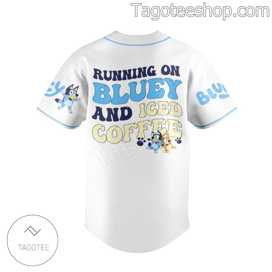 Running On Bluey And Iced Coffee Personalized Baseball Jersey b