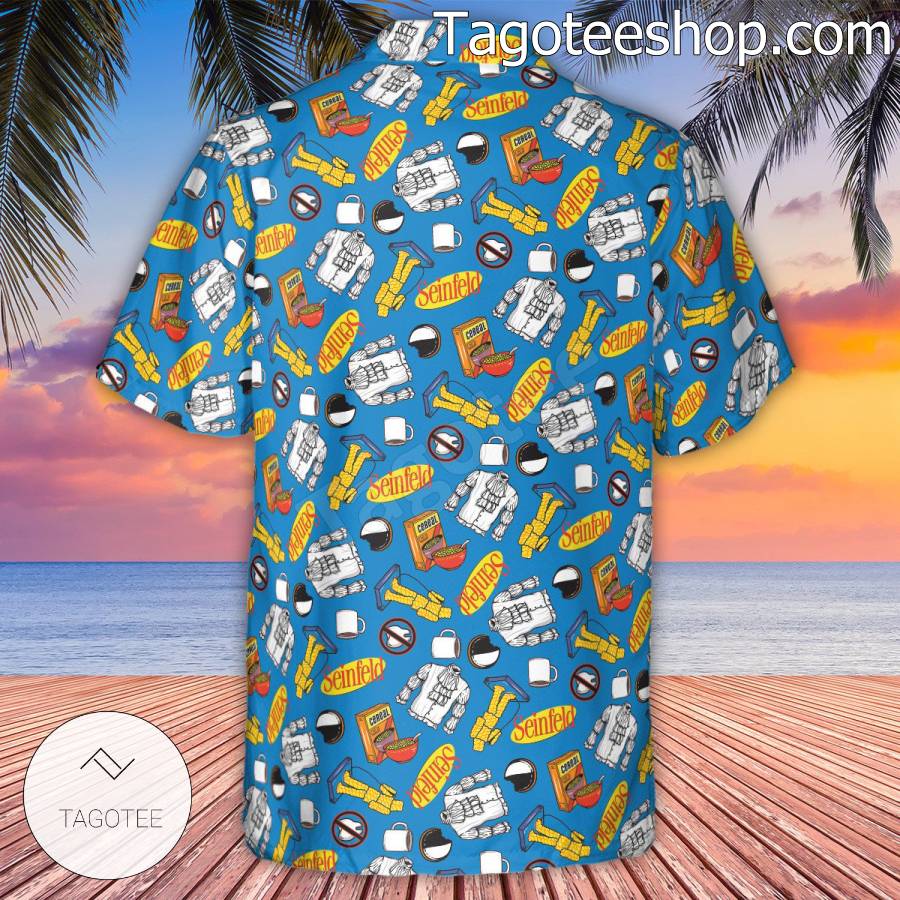 Seinfeld Sitcom Pattern Blue Short Sleeve Shirts c