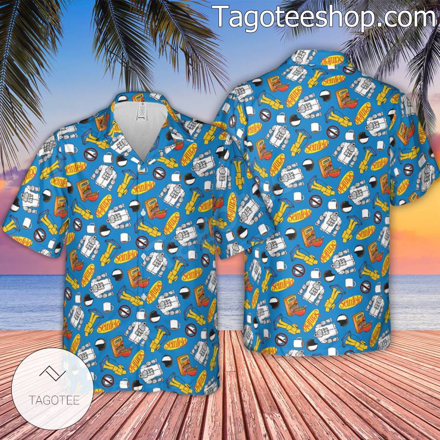 Seinfeld Sitcom Pattern Blue Short Sleeve Shirts