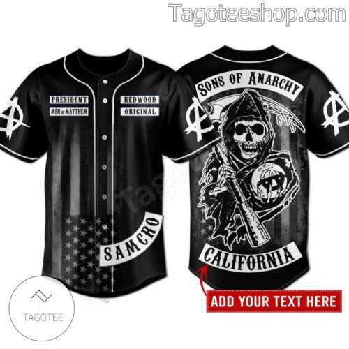Sons Of Anarchy President Men Of Mayhem Personalized Baseball Button Down Shirts