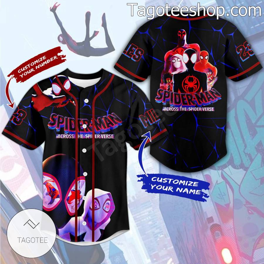 Spider-man Across The Spider-verse Blue Cracked Personalized Baseball Button Down Shirts