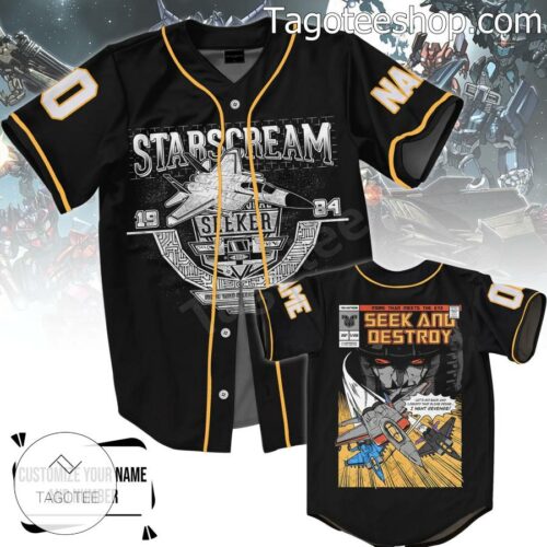 Starscream Seek And Destroy Personalized Baseball Button Down Shirts