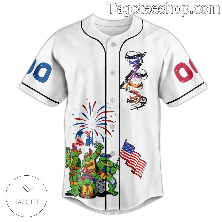 Teenage Mutant Ninja Turtles Happy Independence Day Personalized Baseball Jersey b