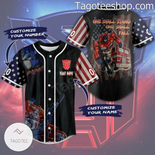 Transformers Prime One Shall Stand One Shall Fall American Flag Personalized Baseball Button Down Shirts