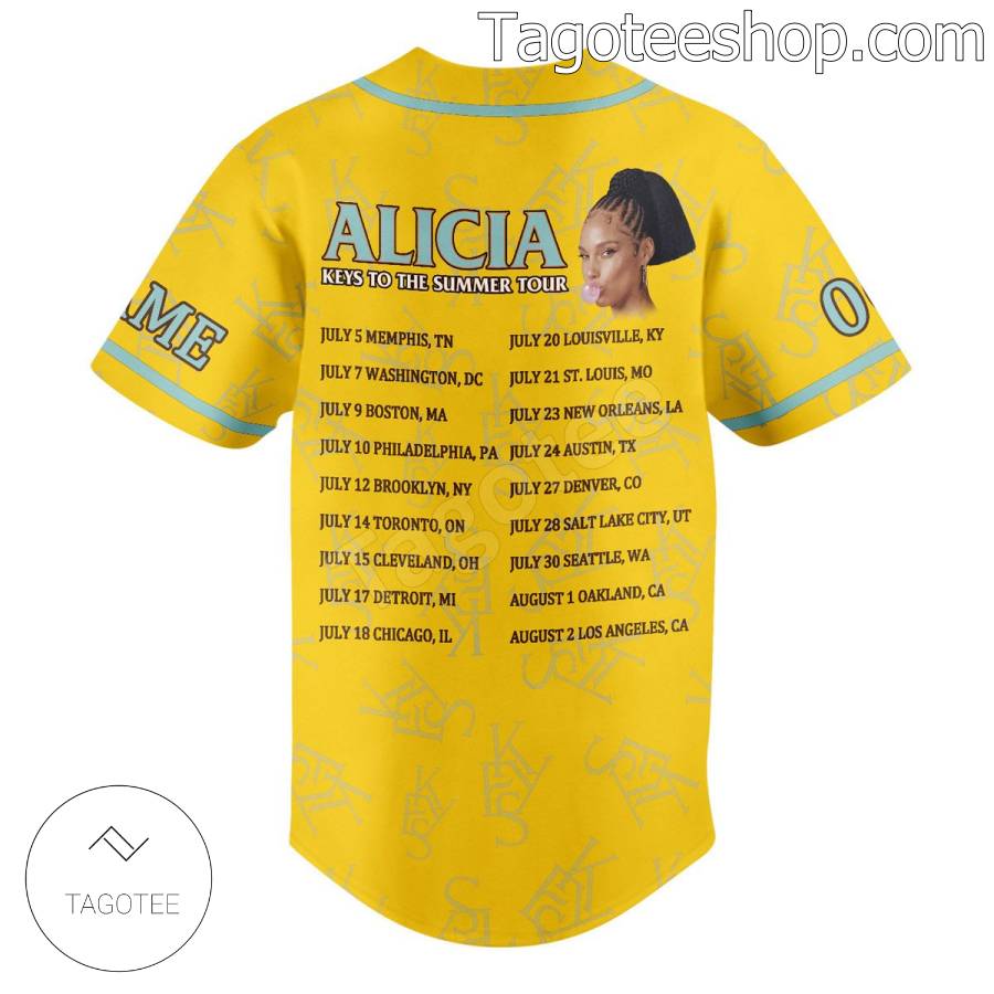 Alicia Keys To The Summer Tour Yellow Personalized Fan Baseball Shirts Sports b
