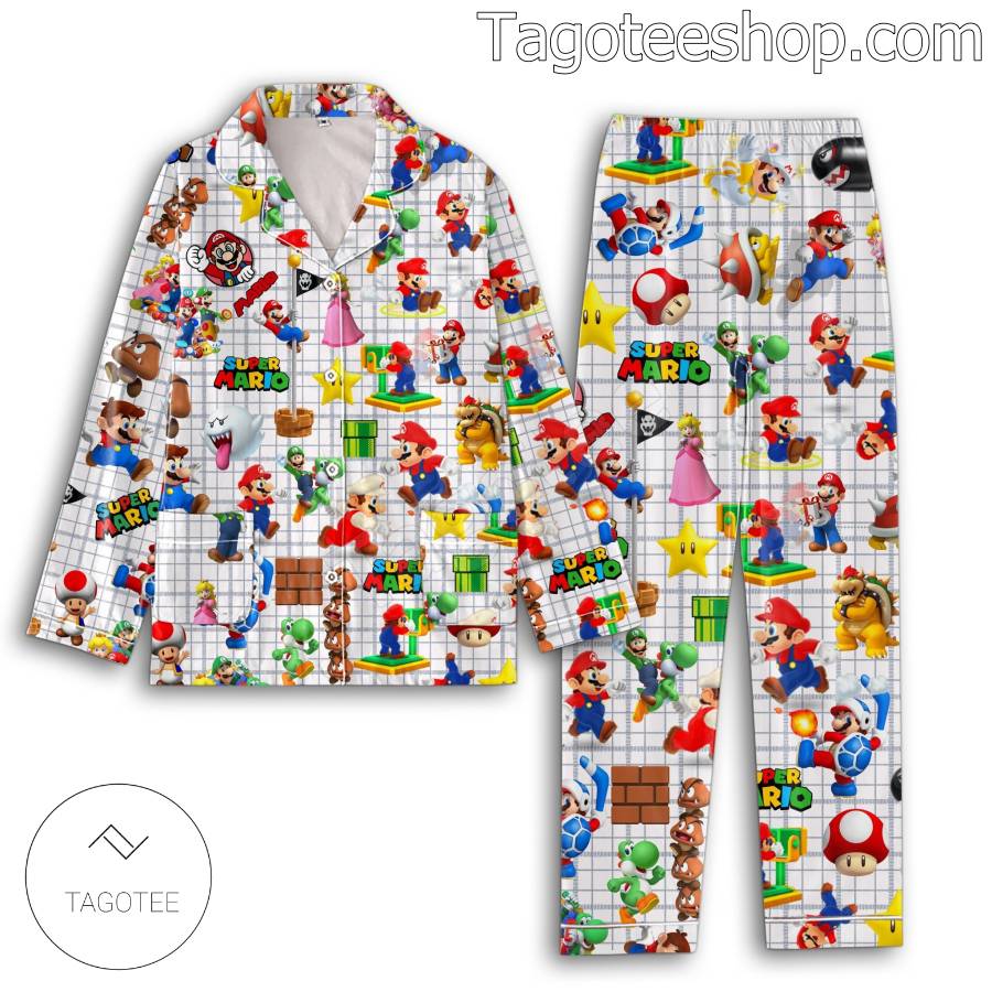 Super Mario Plaid Pattern Matching Pajama Sleep Sets a