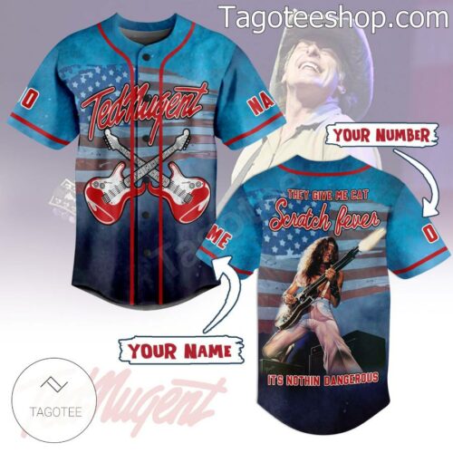 Ted Nugent They Give Me Cat Scratch Fever American Flag Personalized Baseball Jersey