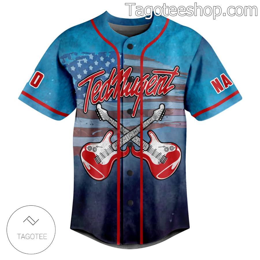 Ted Nugent They Give Me Cat Scratch Fever American Flag Personalized Baseball Jersey a