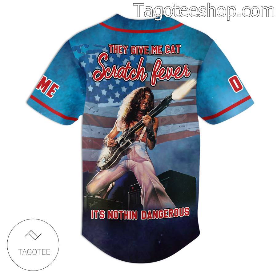 Ted Nugent They Give Me Cat Scratch Fever American Flag Personalized Baseball Jersey b
