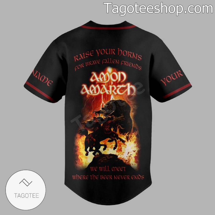 Amon Amarth Raise Your Horns For Brave Fallen Friends Personalized Baseball Jersey b