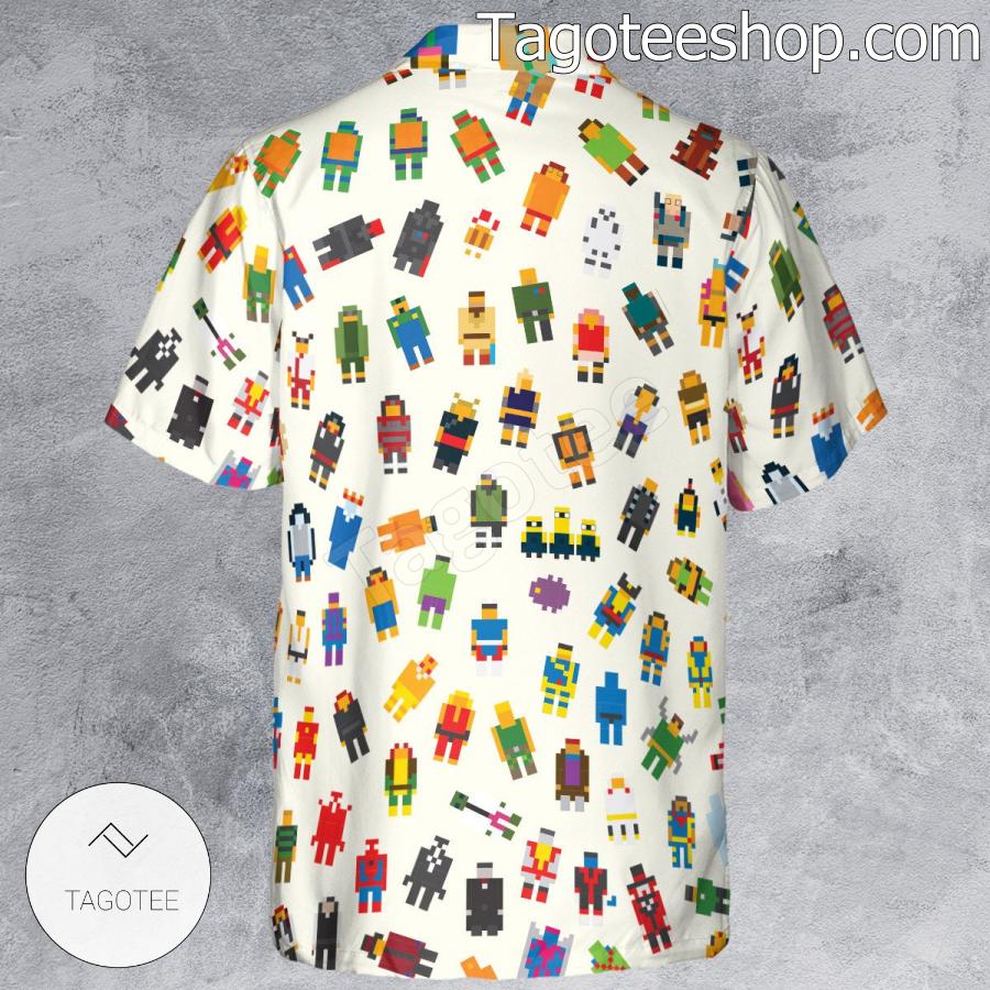 Famous Characters Pixel Cartoon Hawaiian Shirt c