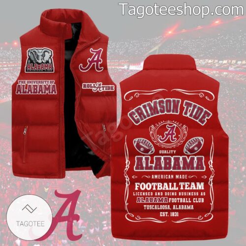 Alabama Crimson Tide American Made Football Team Puffer Sleeveless Jacket