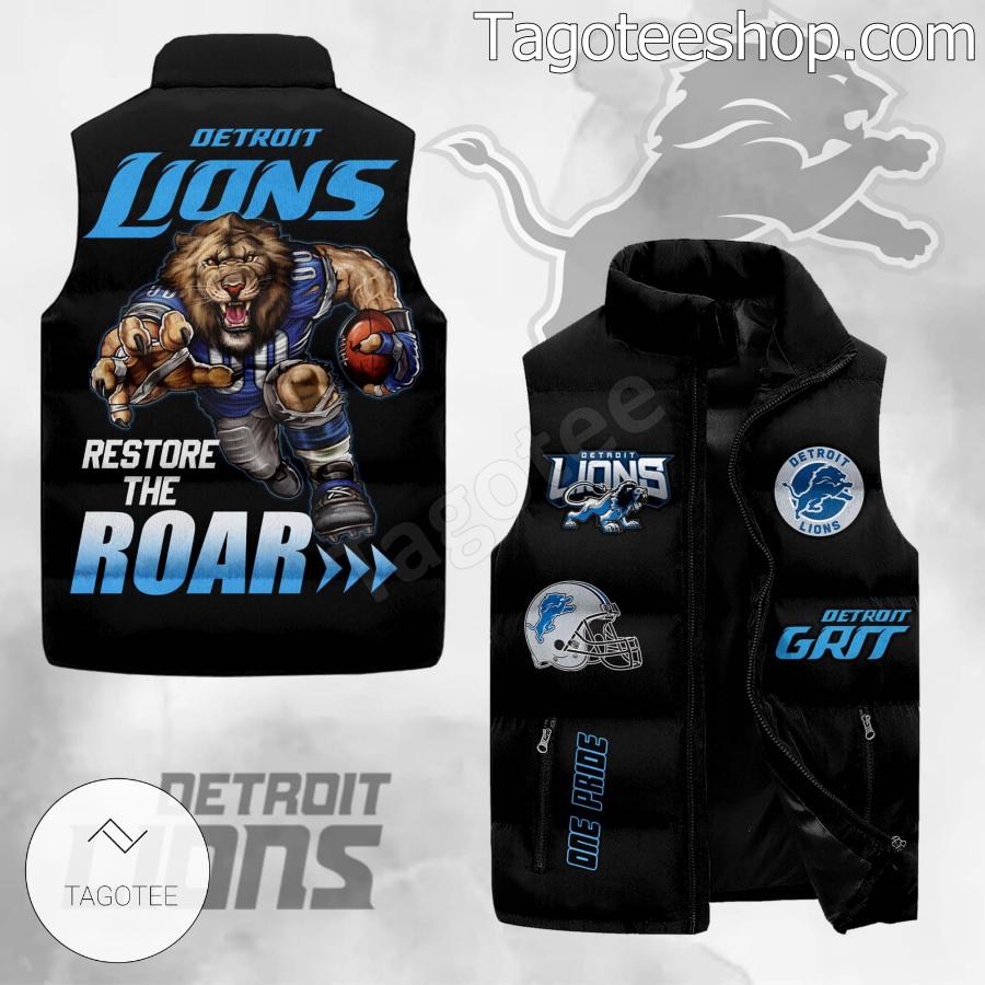 Detroit Lions Restore The Roar Puffer Sleeveless Jacket