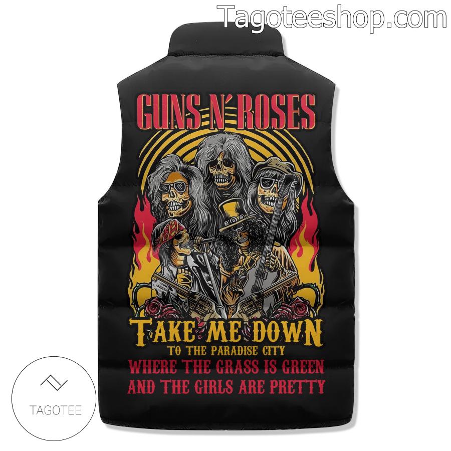 Guns N' Roses Take Me Down To The Paradise City Puffer Sleeveless Jacket b