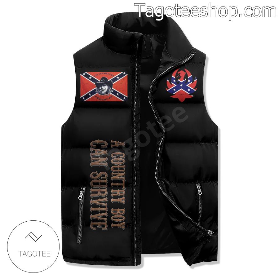 Hank Williams Jr A Country Boy Can Survive Puffer Sleeveless Jacket a
