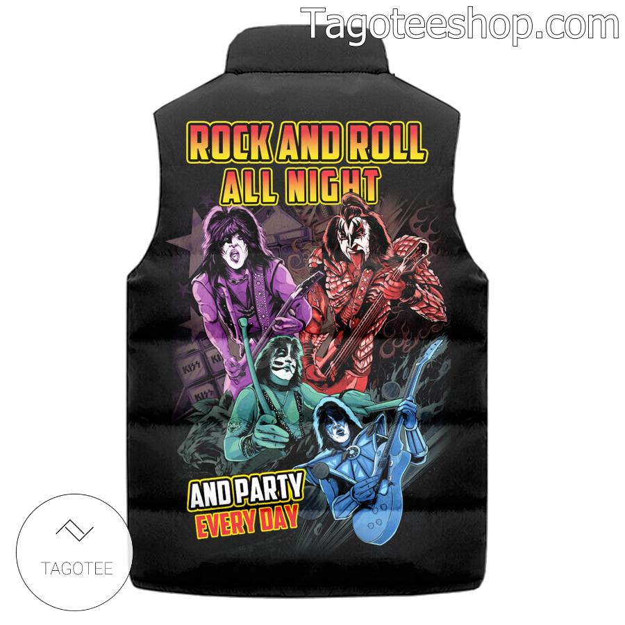 Kiss Rock And Roll All Night And Party Every Day Puffer Sleeveless Jacket b