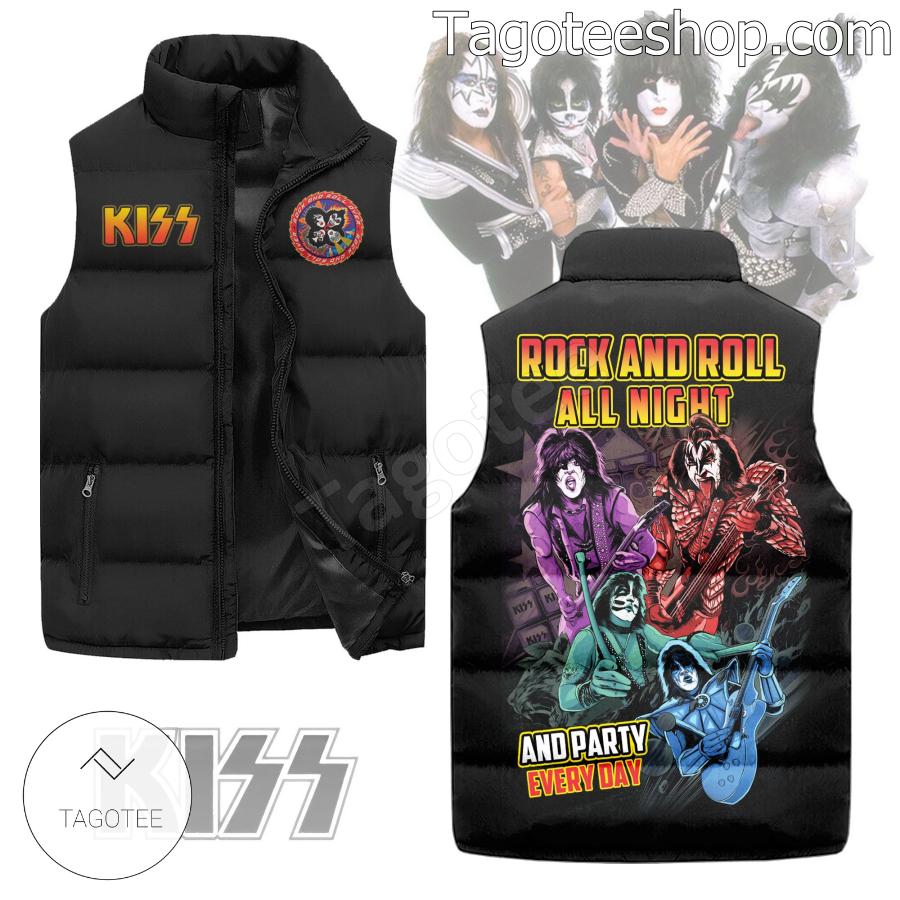 Kiss Rock And Roll All Night And Party Every Day Puffer Sleeveless Jacket