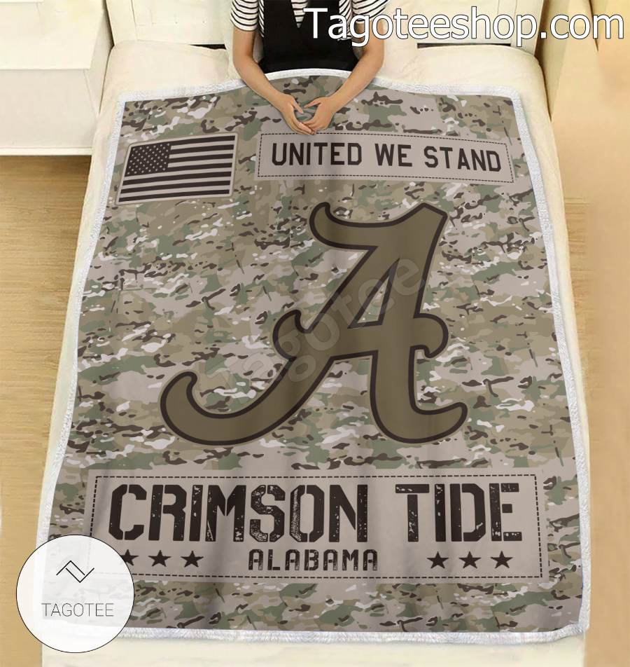 NCAA Alabama Crimson Tide Army Camo Blanket b