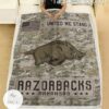 NCAA Arkansas Razorbacks Army Camo Blanket b