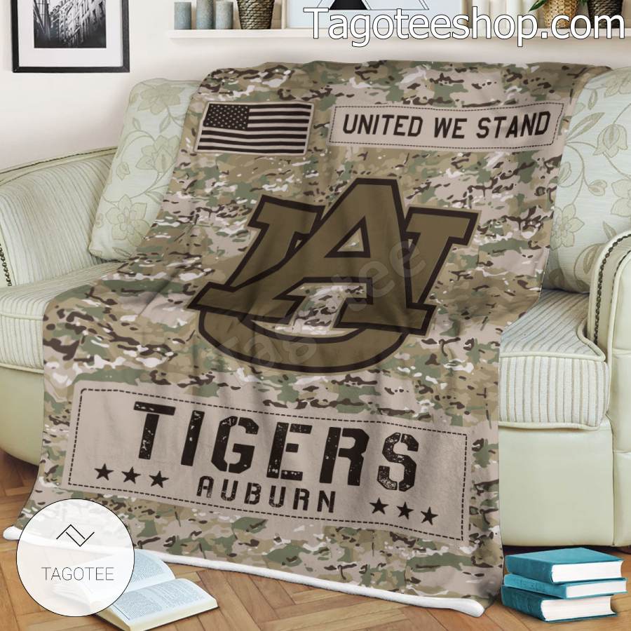 NCAA Auburn Tigers Army Camo Blanket a