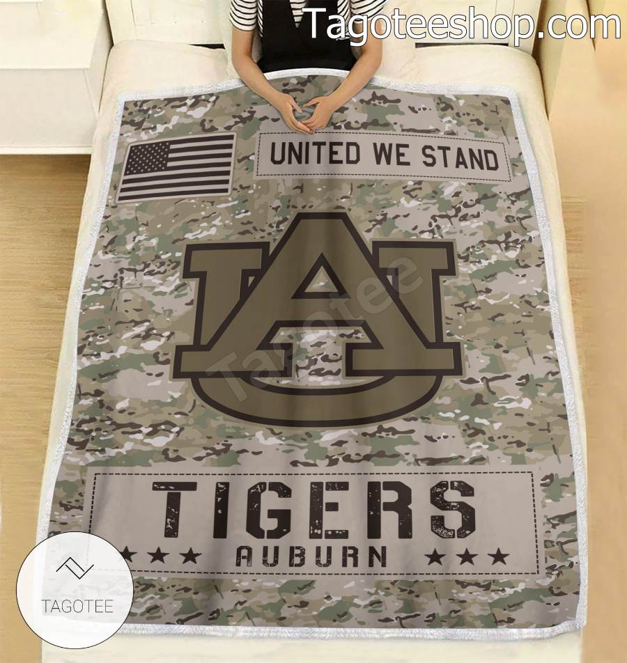 NCAA Auburn Tigers Army Camo Blanket b