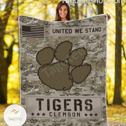 NCAA Clemson Tigers Army Camo Blanket