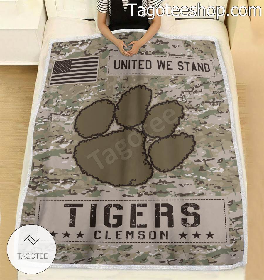 NCAA Clemson Tigers Army Camo Blanket b