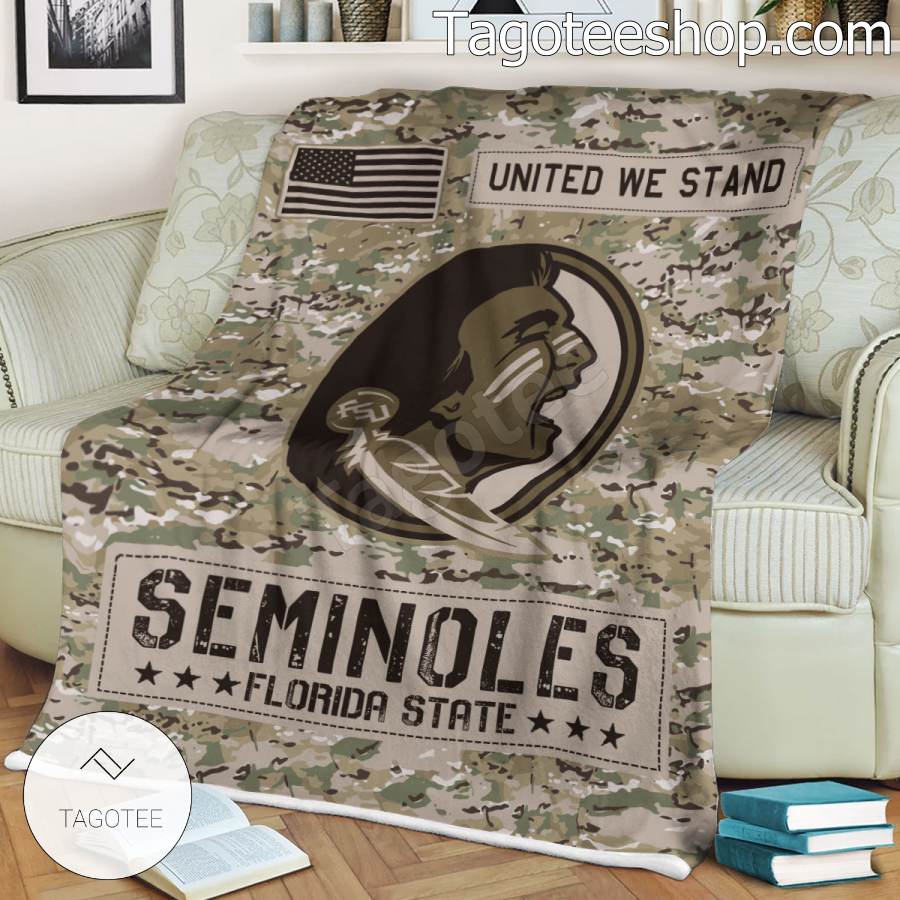NCAA Florida State Seminoles Army Camo Blanket a