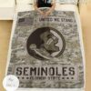 NCAA Florida State Seminoles Army Camo Blanket b