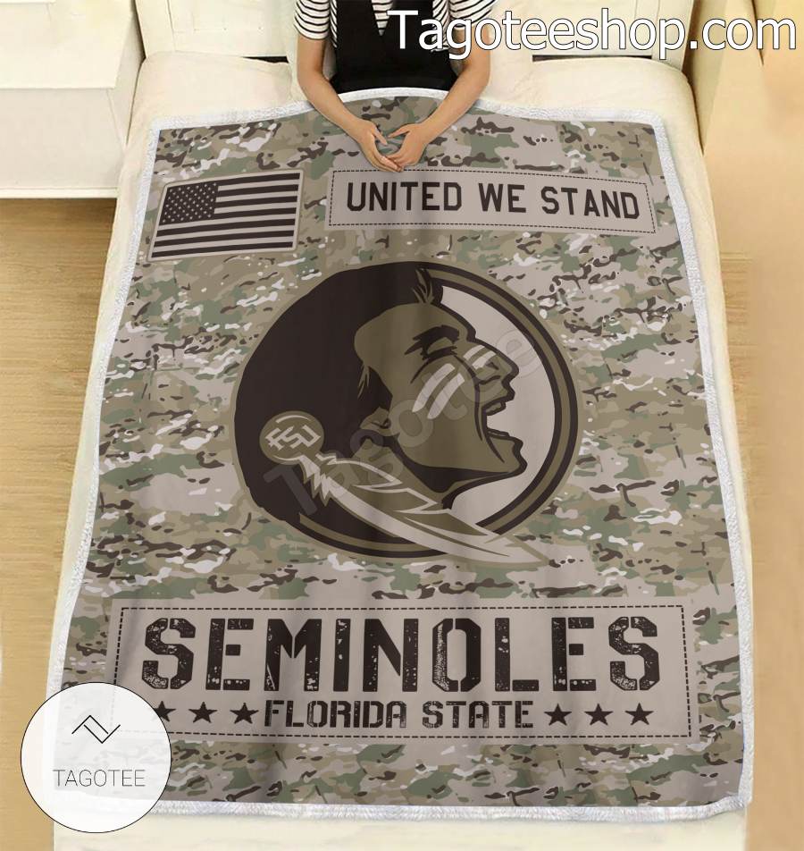 NCAA Florida State Seminoles Army Camo Blanket b