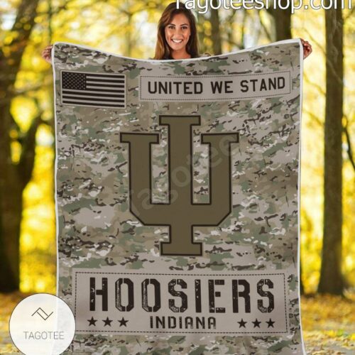 NCAA Indiana Hoosiers Army Camo Blanket