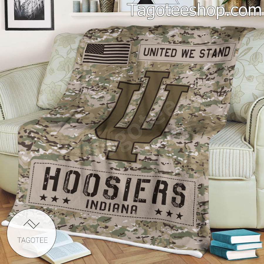 NCAA Indiana Hoosiers Army Camo Blanket a