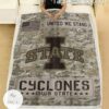 NCAA Iowa State Cyclones Army Camo Blanket b