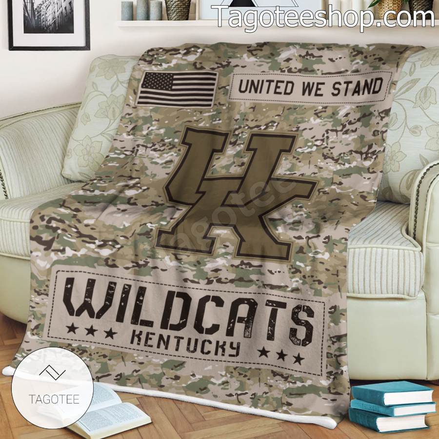 NCAA Kentucky Wildcats Army Camo Blanket a