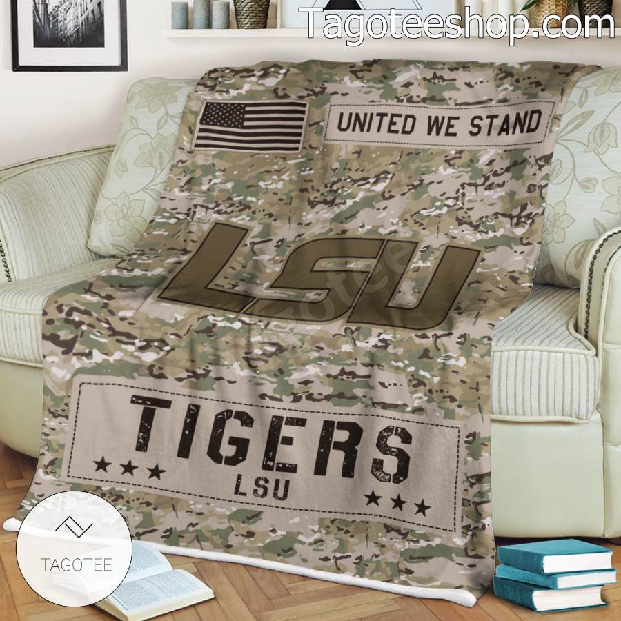 NCAA LSU Tigers Army Camo Blanket a