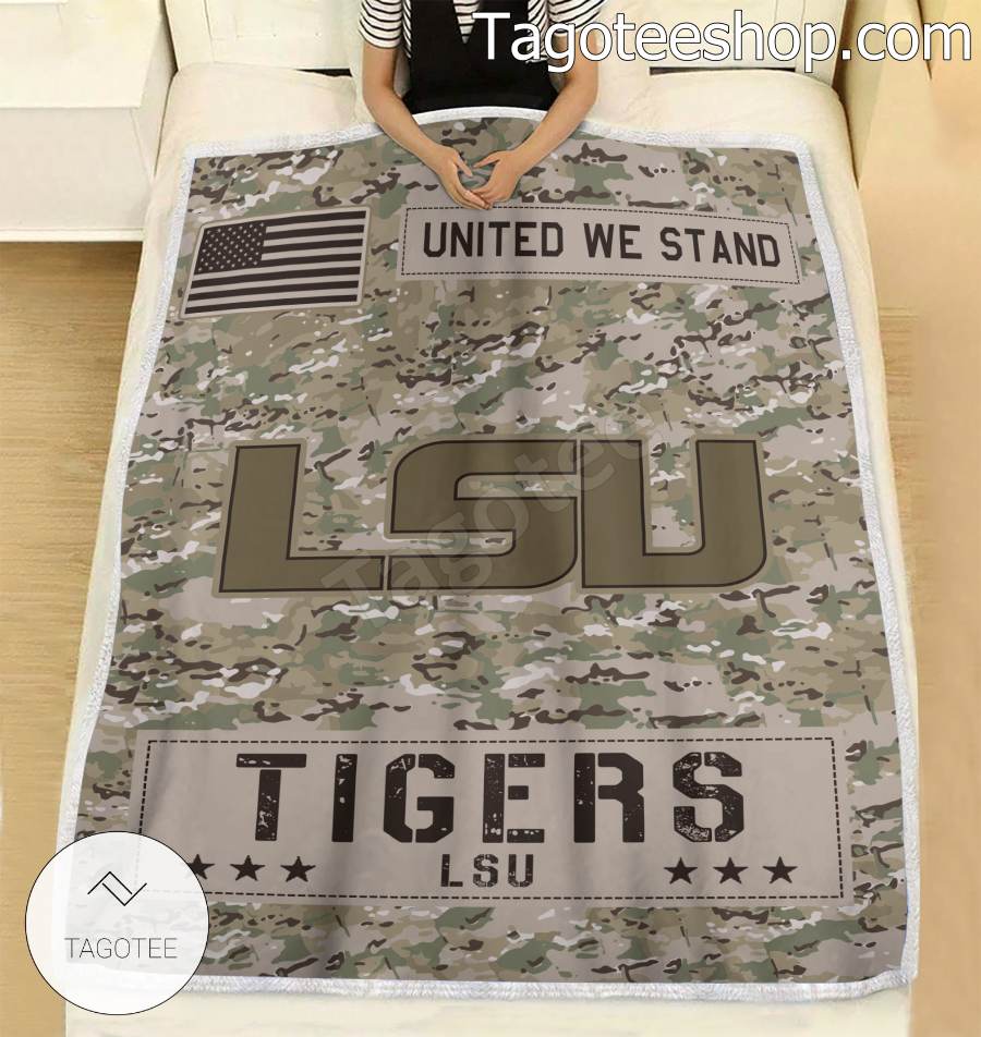 NCAA LSU Tigers Army Camo Blanket b