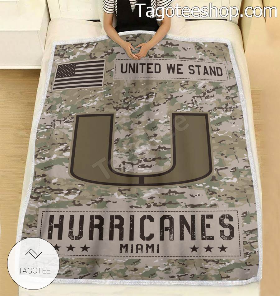 NCAA Miami Hurricanes Army Camo Blanket b