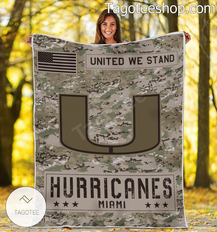 NCAA Miami Hurricanes Army Camo Blanket