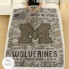 NCAA Michigan Wolverines Army Camo Blanket b