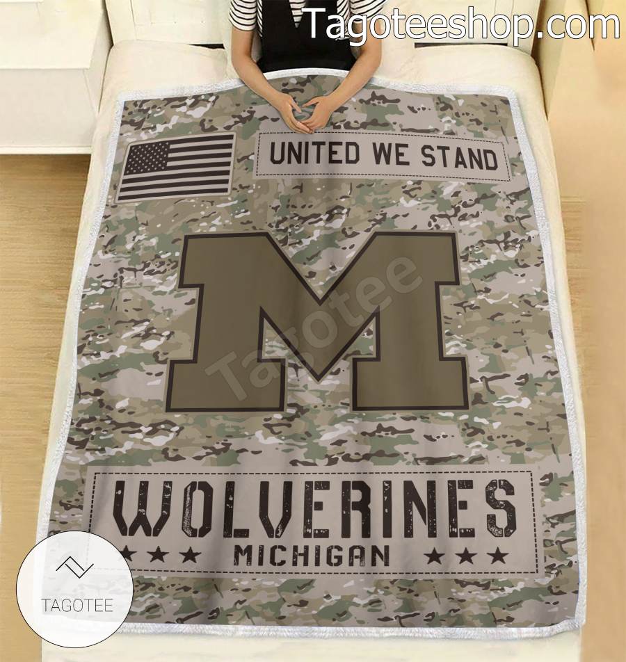 NCAA Michigan Wolverines Army Camo Blanket b