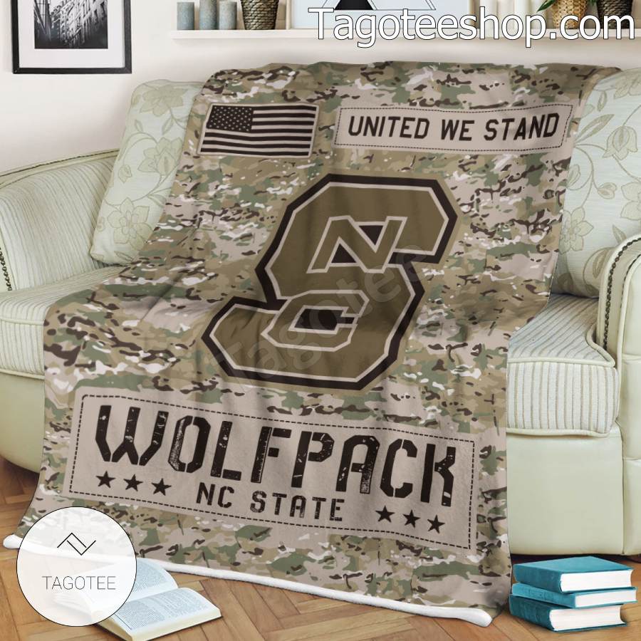 NCAA NC State Wolfpack Army Camo Blanket a
