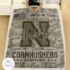 NCAA Nebraska Cornhuskers Army Camo Blanket b
