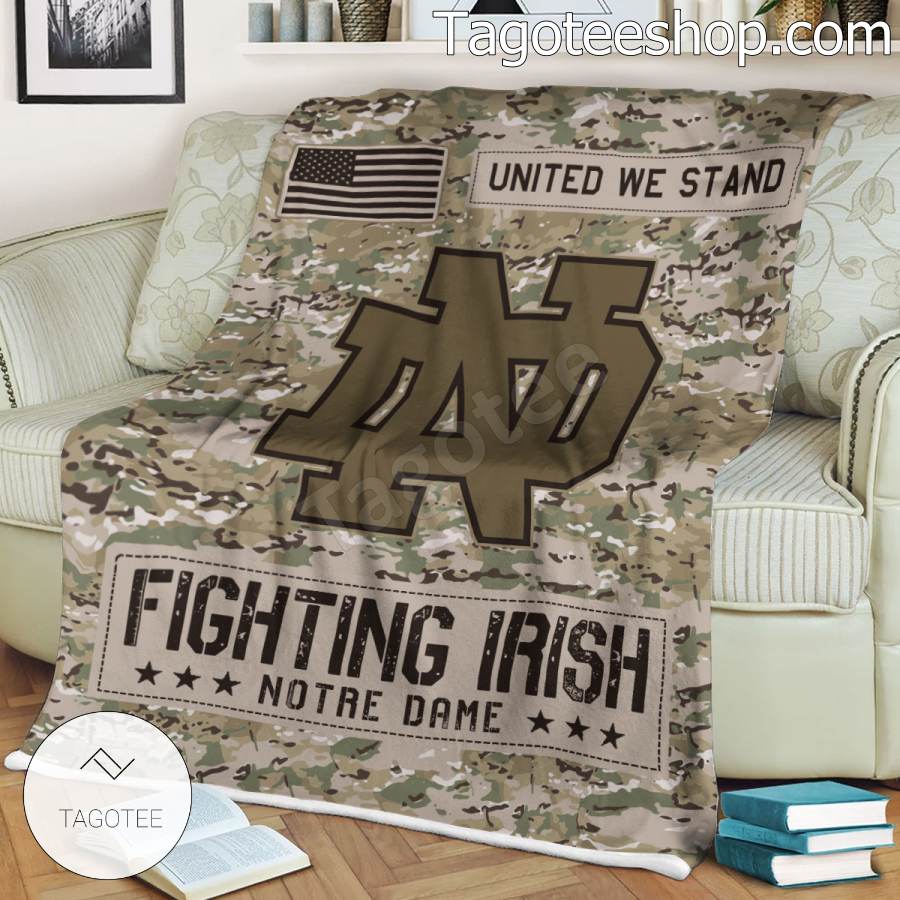 NCAA Notre Dame Fighting Irish Army Camo Blanket a