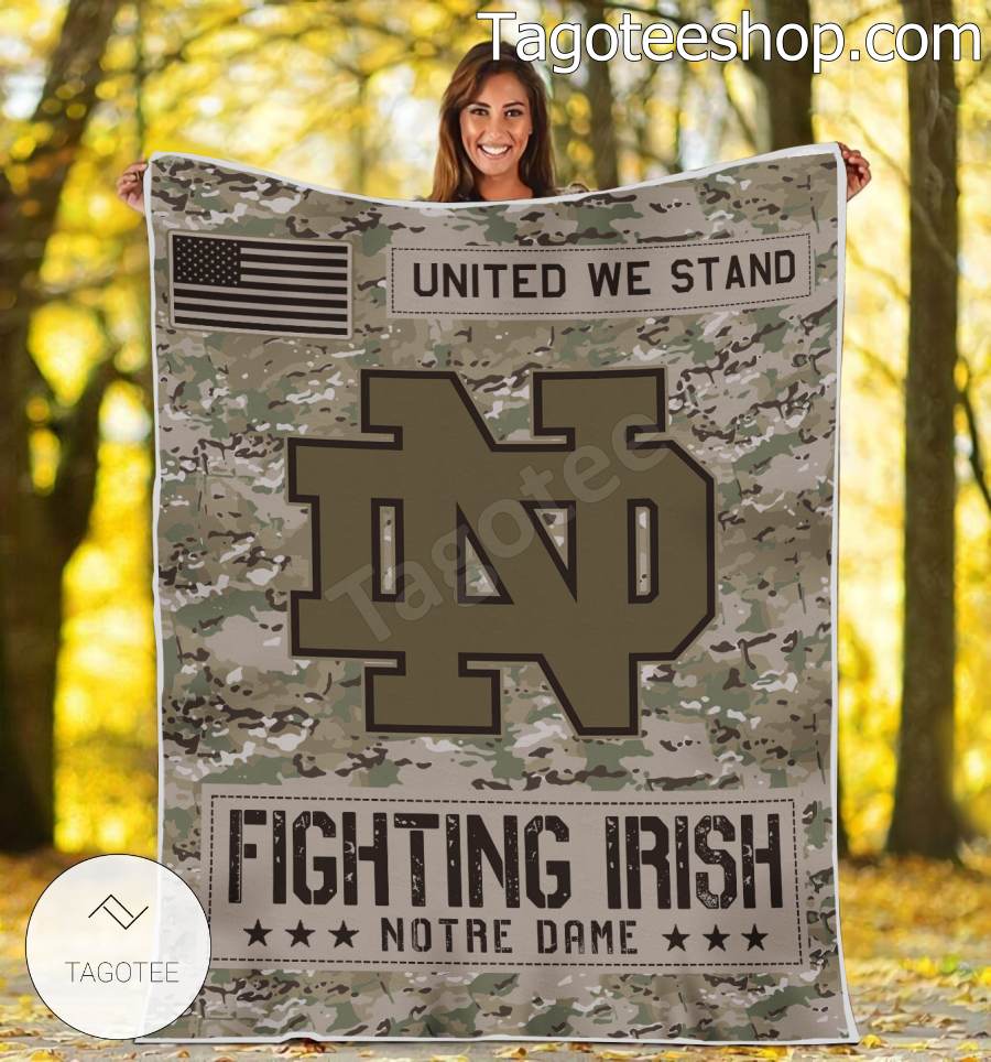 NCAA Notre Dame Fighting Irish Army Camo Blanket