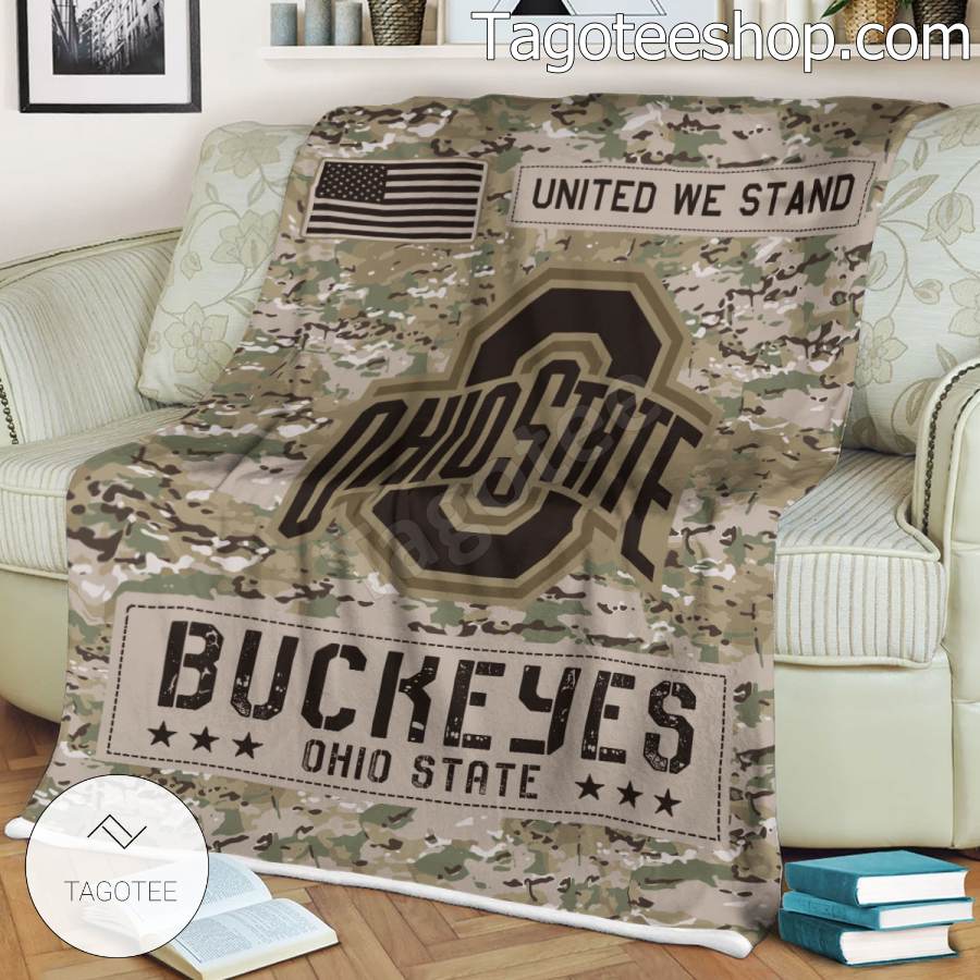 NCAA Ohio State Buckeyes Army Camo Blanket a