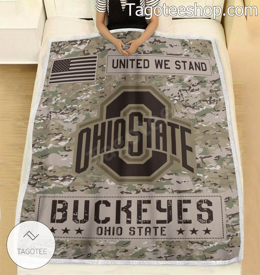 NCAA Ohio State Buckeyes Army Camo Blanket b