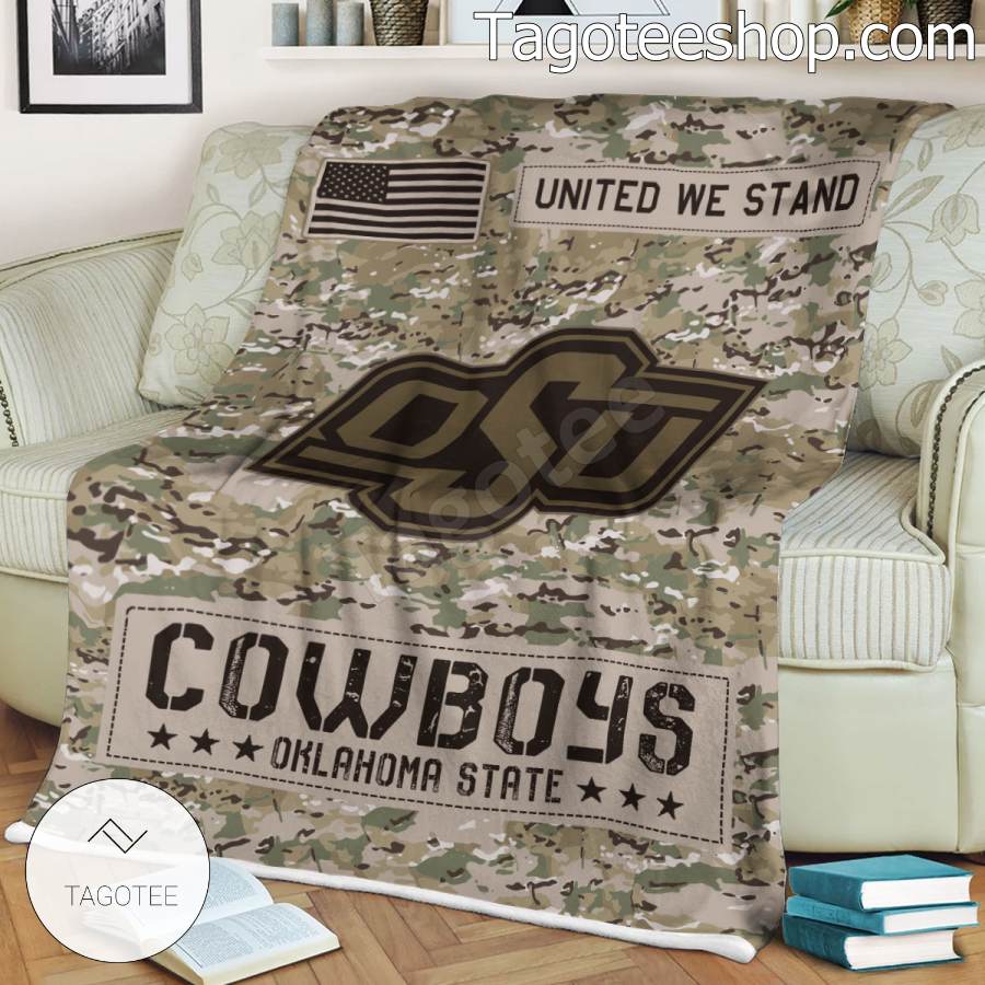 NCAA Oklahoma State Cowboys Army Camo Blanket a