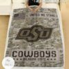 NCAA Oklahoma State Cowboys Army Camo Blanket b