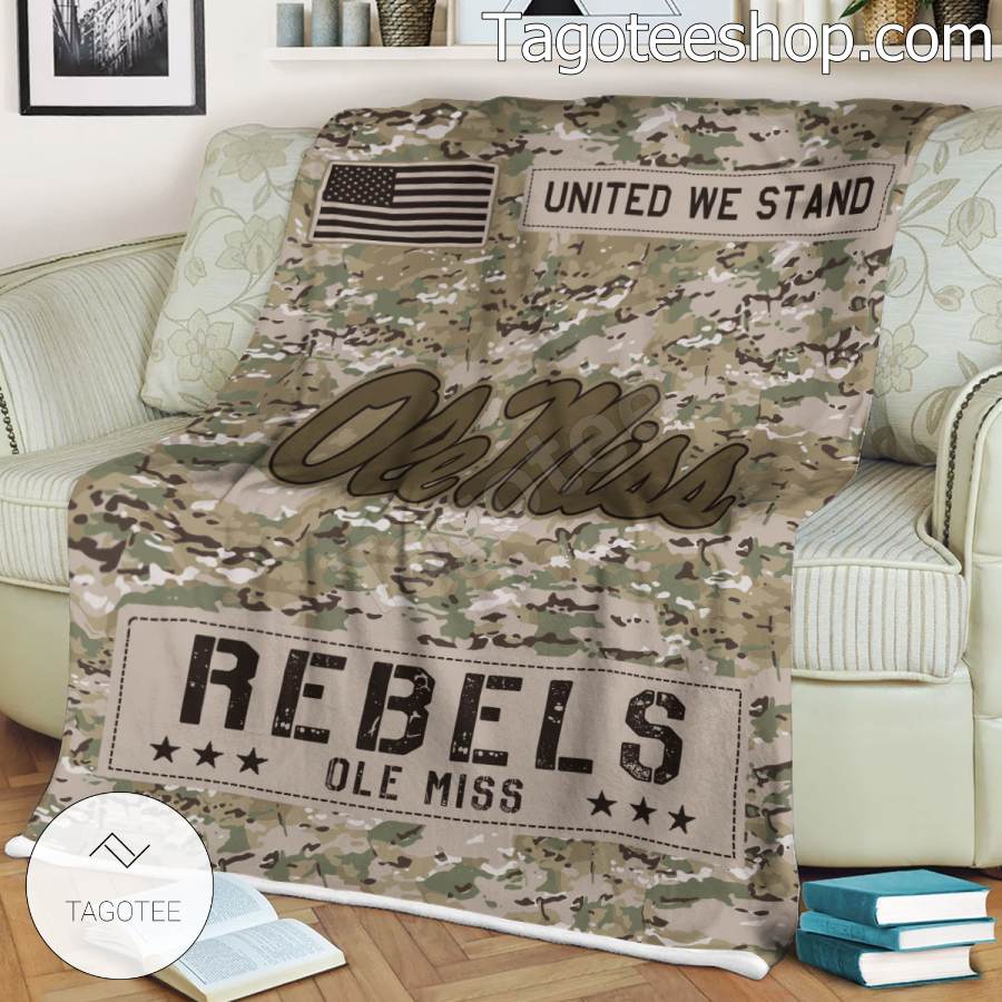 NCAA Ole Miss Rebels Army Camo Blanket a