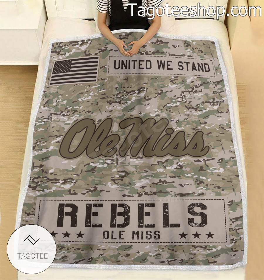 NCAA Ole Miss Rebels Army Camo Blanket b